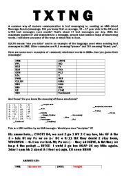 English Worksheet: TEXT MESSAGES