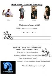 English Worksheet: hITCH HIKER GUIDE TO THE GALAXY