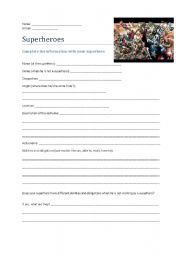 English Worksheet: Superhero Websearch