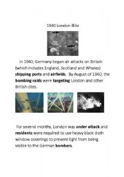 English Worksheet: 1940 London Blitz part 1