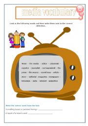 English Worksheet: media vocabulary