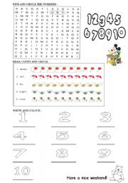 English Worksheet: Numbers