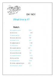 English Worksheet: What time is it?