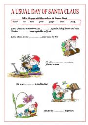 English Worksheet: DAILY ROUTINES (SANTA CLAUS)