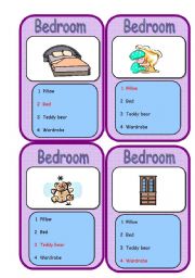 English Worksheet: Go fish Rooms and furniture SET 4/5