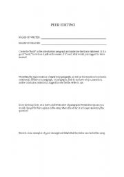 English worksheet: Peer Editing for a Descriptive Essay