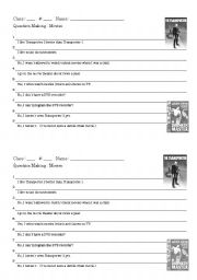 English worksheet: Question Making : Movies