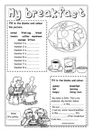 English Worksheet: My Breakfast