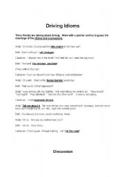 English Worksheet: Driving Idioms