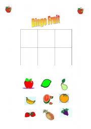 English worksheet: The Fruit Bingo 