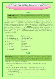 English Worksheet:  5.000 Bank Robbery in the City