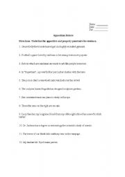 English worksheet: Appositives Worksheet