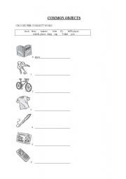 English worksheet: Common objects