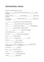 English Worksheet: present perfect exercise