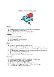 English Worksheet: Balloon Car Racer
