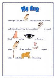 English Worksheet: my dog.