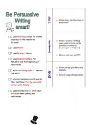 Persuasive writing bookmark