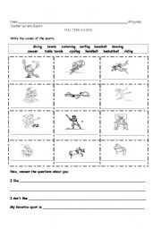 English worksheet: Sports