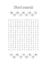 Numbers word search