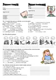 English Worksheet: Present Simple and Present Continuous