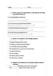 English Worksheet: Exam 1 and 2 Secondary.