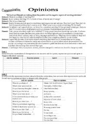 English Worksheet: opinions