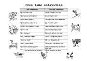English worksheet: Free time activities