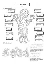 English Worksheet: Body and Colours