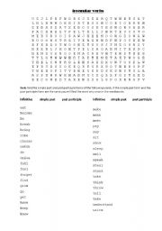 Irregular verbs wordsearch