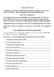 English worksheet: Exaggeration Practice