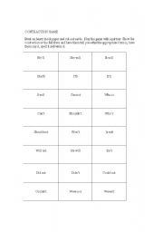 English worksheet: Contraction Game