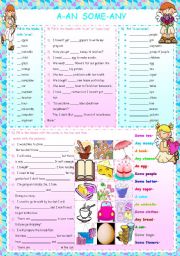 English Worksheet: A-AN SOME-ANY