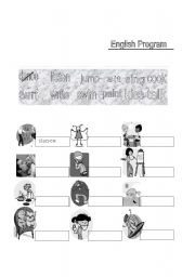 English Worksheet: action verbs