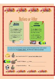 English Worksheet: before and after