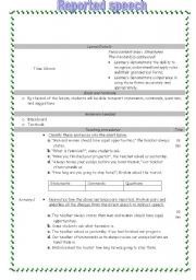 English Worksheet: reported speech