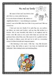 English Worksheet: Me and my family