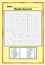 Phonetic Crossword! with KEY