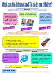 English Worksheet: What can the Internet and TV do to our children? Problems and solutions