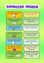 English Worksheet: FLASHCARDS: REPORTED SPEECH