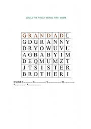 English Worksheet: Family wordsearch