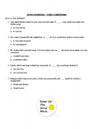 English worksheet: Third Conditional Homeworl