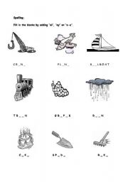 English Worksheet: Fill in the blanks with ai; ay or a-e