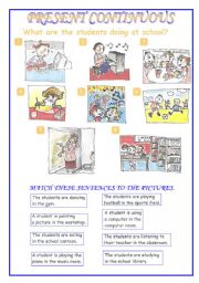 English Worksheet: present continuous with pictures 2