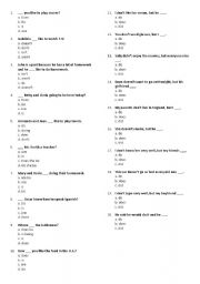 English Worksheet: Present Simple Choose the best answer