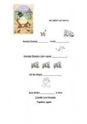 English Worksheet: nursery rhyme, HUMPTY DUMPTY