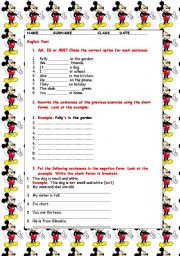 English Worksheet: Test for beginners: to be (Present Simple), definite article, personal pronouns subject