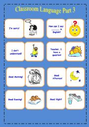 Classroom Language Domino Part 3 out of 3