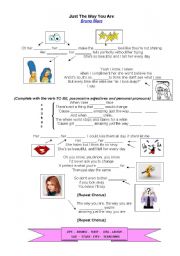 English Worksheet: SONG by Bruno Mars: JUST THE WAY YOU ARE (With key)