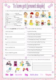 English Worksheet: HAVE GOT - PRESENT SIMPLE