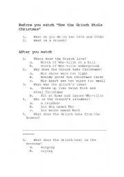 English Worksheet: How the Grinch Stole Christmas worksheet